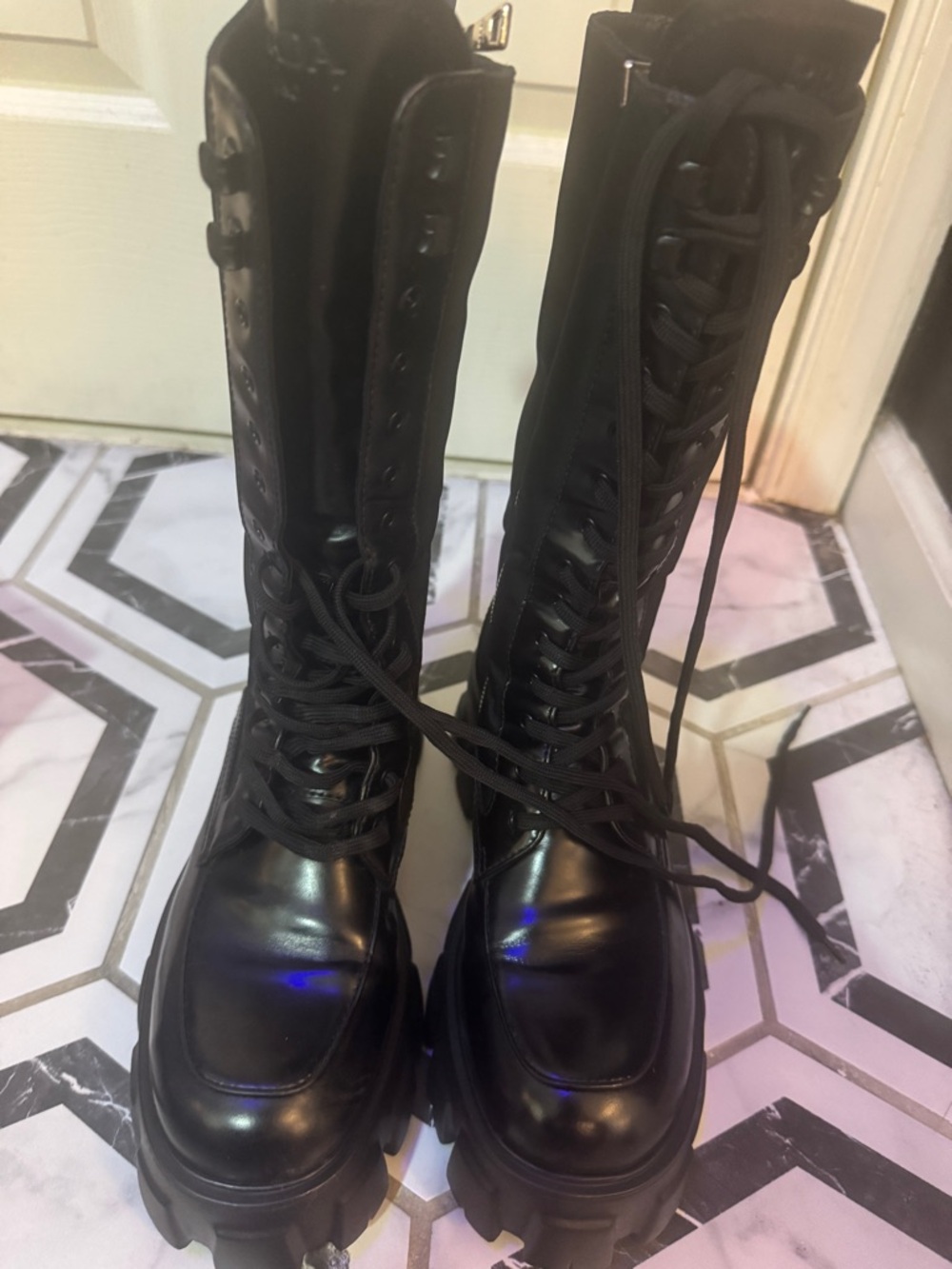 Prada NWT Chunky Black Combat Boots with Side Zipper - Picture 4 of 12